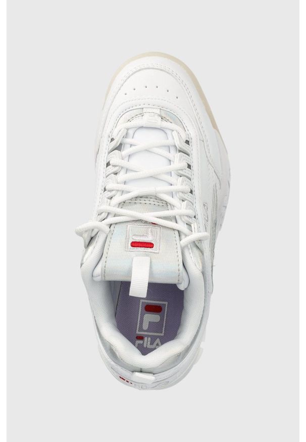 Fila sneakersy dziecięce kolor biały. Nosek buta: okrągły. Zapięcie: sznurówki. Kolor: biały. Materiał: guma. Obcas: na platformie