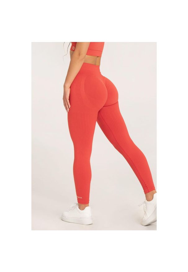 GYM GLAMOUR - Legginsy fitness damskie Gym Glamour push up 2.0. Kolor: pomarańczowy. Sport: fitness