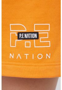 P.E Nation Szorty bawełniane damskie kolor pomarańczowy gładkie high waist. Stan: podwyższony. Kolor: pomarańczowy. Materiał: bawełna. Wzór: gładki #3