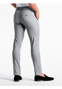 Ombre Clothing - Spodnie męskie chino P832 - jasnoszare - L. Kolor: szary. Materiał: tkanina, poliester, elastan, wiskoza. Styl: klasyczny, elegancki #5