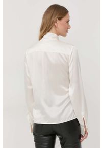 VICTORIA BECKHAM - Victoria Beckham bluzka jedwabna damska kolor beżowy gładka. Kolor: beżowy. Materiał: jedwab. Długość rękawa: długi rękaw. Długość: długie. Wzór: gładki #2