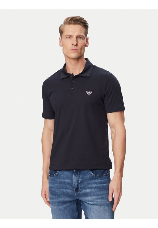 Emporio Armani Polo EM000571 AF20424 UB102 Granatowy Regular Fit. Typ kołnierza: polo. Kolor: niebieski. Materiał: bawełna