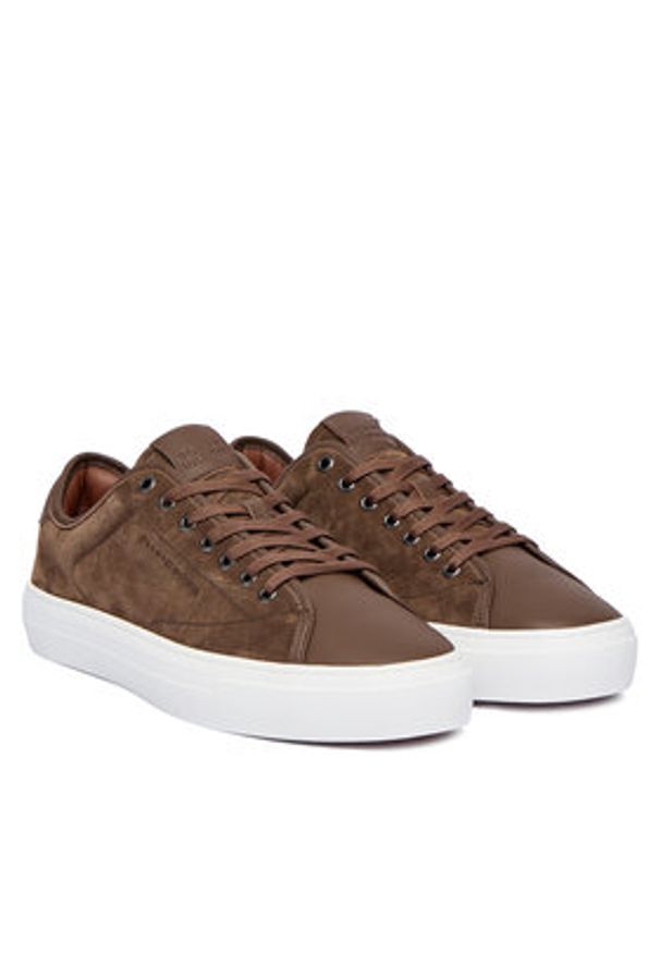 TOMMY HILFIGER - Tommy Hilfiger Sneakersy Premium Dress Leather Mix FM0FM05842 Brązowy. Kolor: brązowy. Materiał: zamsz, skóra