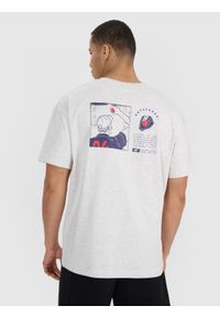 4f - 4F T-shirt oversize z nadrukiem męski - szary M. Okazja: na co dzień. Kolor: szary. Materiał: bawełna, materiał, jersey. Długość rękawa: krótki rękaw. Długość: krótkie. Wzór: nadruk. Styl: klasyczny, sportowy, casual