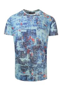 New Antracid - T-Shirt Męski Niebieski z Kolorowym Nadrukiem, Koszulka, Krótki Rękaw, U-neck. Okazja: na co dzień. Kolor: niebieski. Materiał: bawełna, poliester. Długość rękawa: krótki rękaw. Długość: krótkie. Wzór: nadruk. Sezon: wiosna, lato. Styl: casual #1