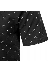 Męski T-Shirt, Dekolt z Guzikami - Pako Jeans - Czarny, Drobny Wzór. Okazja: na co dzień. Kolor: czarny. Materiał: bawełna. Styl: casual #4