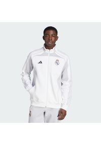 Adidas - Bluza dresowa Real Madrid UBP Doubleknit. Kolor: biały, wielokolorowy, szary. Materiał: dresówka. Sezon: lato. Sport: piłka nożna