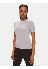 Calvin Klein Bluzka K20K207201 Szary Slim Fit. Kolor: szary. Materiał: wełna
