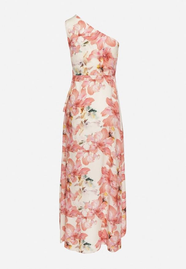 Born2be - Różowa Wiskozowa Kwiatowa Sukienka o Asymetrycznym Kroju Lironia. Okazja: na co dzień. Kolor: różowy. Materiał: wiskoza. Wzór: kwiaty. Sezon: wiosna, lato. Typ sukienki: asymetryczne. Styl: casual, elegancki