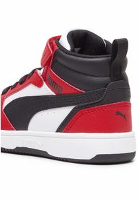 Puma - Dziecięce sneakersy Rebound V6 Mid PUMA White Black For All Time Red. Kolor: biały, czarny, czerwony, wielokolorowy