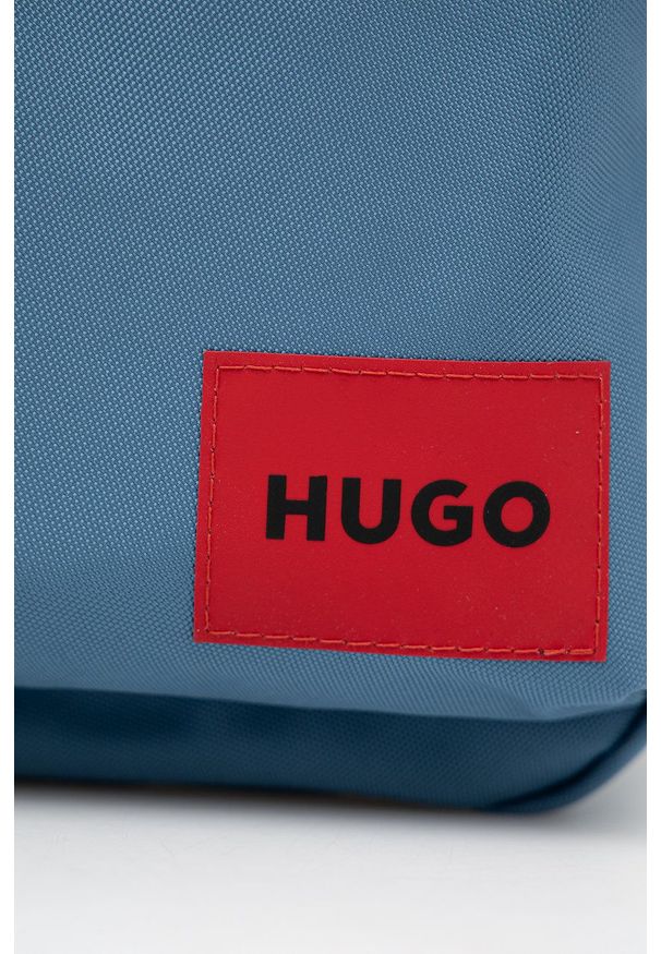 Hugo - HUGO plecak męski kolor szary duży gładki. Kolor: niebieski. Materiał: bawełna. Wzór: gładki