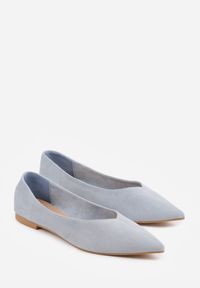 Born2be - Niebieskie Balerinki z Imitacji Zamszu z Noskiem w Szpic Egynome. Okazja: na co dzień, na spotkanie biznesowe, do pracy. Kolor: niebieski. Materiał: zamsz. Styl: casual, biznesowy, elegancki #4