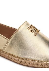 TOMMY HILFIGER - Tommy Hilfiger Espadryle Th Logo Gold Espadrille FW0FW09473 Złoty. Kolor: złoty. Materiał: skóra #4