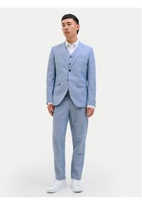Jack & Jones - Jack&Jones Marynarka Riviera 12228721 Niebieski Slim Fit. Kolor: niebieski. Materiał: bawełna, len #3