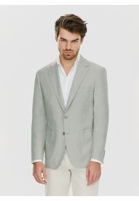 Pako Lorente - PAKO LORENTE – Zielona marynarka męska bez podszewki. Okazja: na co dzień. Kolor: zielony. Materiał: jeans. Sezon: wiosna. Styl: casual, sportowy #1