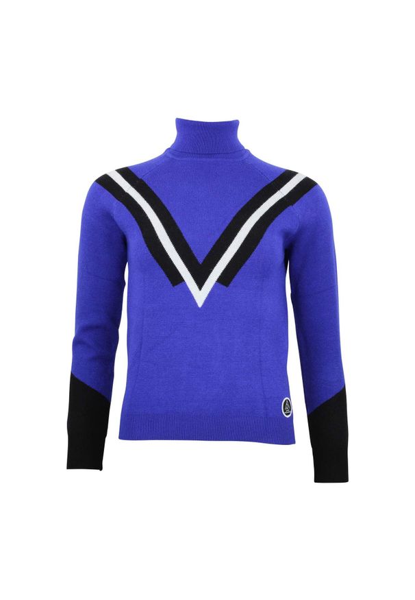 PEAK MOUNTAIN - Damski sweter z golfem Peak Mountain Adonie. Typ kołnierza: golf. Kolor: niebieski. Sezon: zima. Sport: golf