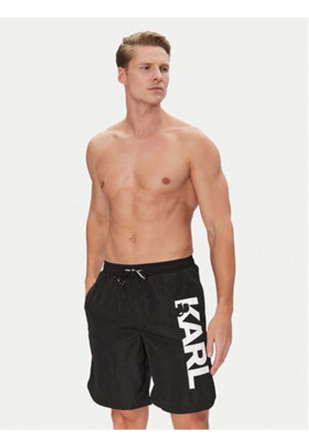 Karl Lagerfeld - KARL LAGERFELD Szorty kąpielowe A1M46009 Czarny Regular Fit. Kolor: czarny. Materiał: syntetyk