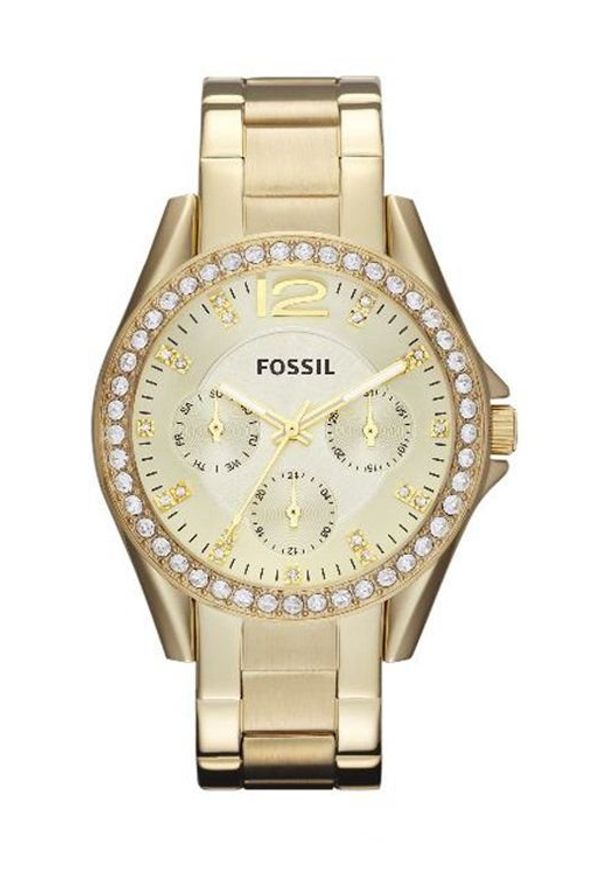 Fossil - FOSSIL - Zegarek ES3203. Kolor: złoty. Materiał: materiał