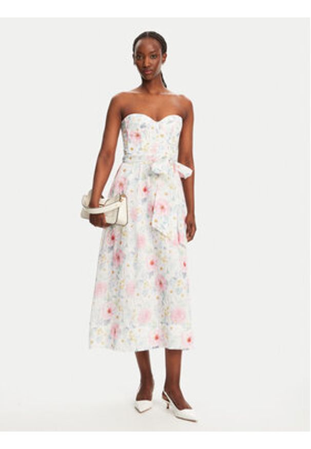 BARDOT Sukienka koktajlowa Floral 58566DB2 Biały Slim Fit. Kolor: biały. Materiał: bawełna. Styl: wizytowy