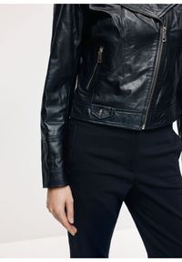 Ochnik - Skórzana ramoneska damska. Kolor: czarny. Materiał: skóra. Wzór: gładki #4