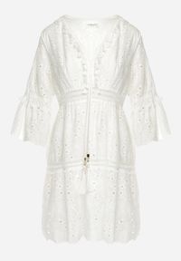 Born2be - Biała Bawełniana Sukienka w Stylu Boho z Ażurowym Wzorem Elsenia. Kolor: biały. Materiał: bawełna. Wzór: ażurowy. Sezon: lato. Styl: boho #7