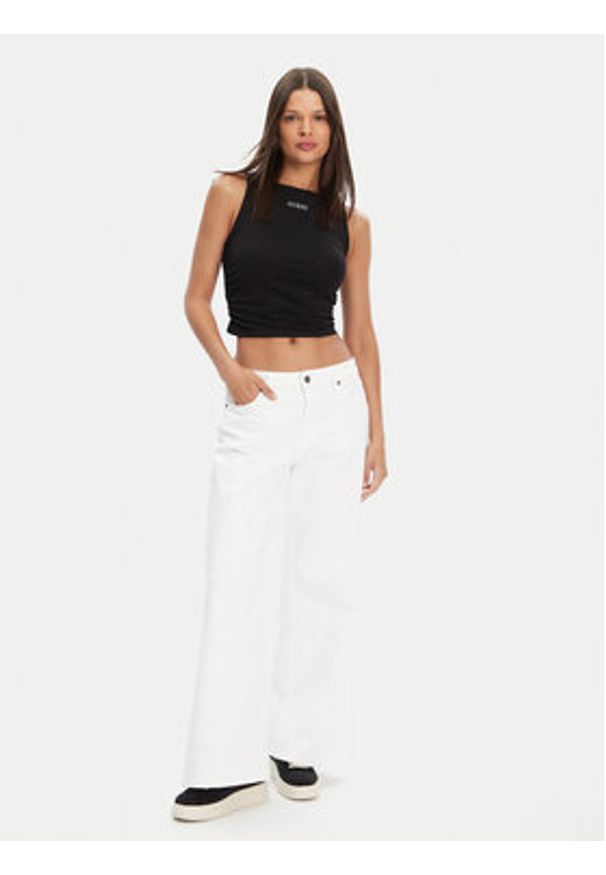 Guess Top V5YP00 J1314 Czarny Regular Fit. Kolor: czarny. Materiał: bawełna