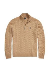 Polo Ralph Lauren Sweter 710876766006 Beżowy Regular Fit. Typ kołnierza: polo. Kolor: beżowy. Materiał: wełna #3