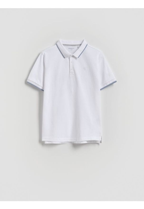 Reserved - Koszulka polo - biały. Typ kołnierza: polo. Kolor: biały. Materiał: dzianina