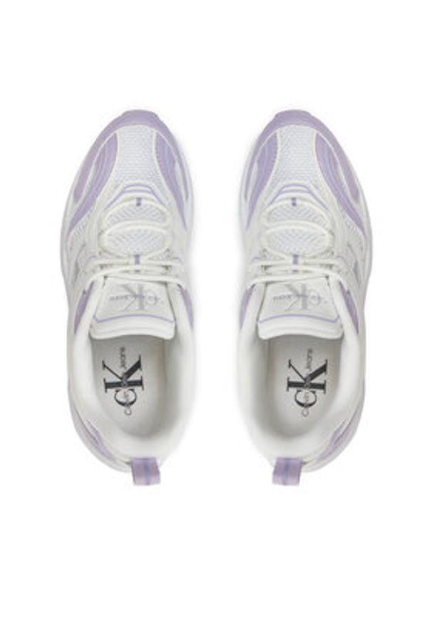 Calvin Klein Jeans Sneakersy Retro Tennis Low Lace Mh Ml Mtl YW0YW01463 Biały. Kolor: biały. Materiał: skóra