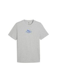 Puma - Męska koszulka z grafiką i napisem PUMA PUMA. Kolor: czarny, szary, wielokolorowy. Wzór: napisy. Sport: bieganie #1