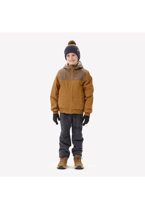 quechua - Kurtka turystyczna dla dzieci Quechua SH100 -3,5°C wodoodporna. Typ kołnierza: kołnierzyk stójkowy. Kolor: brązowy. Materiał: polar. Styl: sportowy. Sport: turystyka piesza