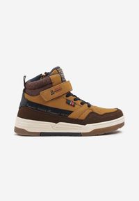 Born2be - Brązowe Płaskie Botki Sneakersy ze Sznurowaniem i Napisami Izalia. Nosek buta: okrągły. Zapięcie: zamek. Kolor: brązowy. Materiał: syntetyk, nubuk, materiał. Wzór: napisy. Styl: klasyczny