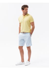 Ombre Clothing - Koszulka polo z dzianiny pique - żółta V4. Typ kołnierza: polo. Kolor: żółty. Materiał: dzianina. Wzór: haft #6