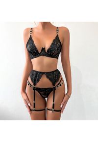 Intica - Komplet bielizny koronkowej w stylu vintage na specjalne okazje Phung. Kolor: czarny. Materiał: koronka. Wzór: aplikacja #7