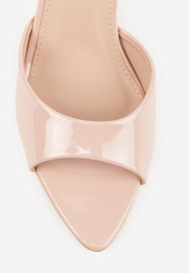 Born2be - Beżowe Klapki na Szpilce z Odkrytym Noskiem w Szpic Astranate. Kolor: beżowy. Materiał: jeans, len. Obcas: na szpilce. Styl: elegancki, klasyczny