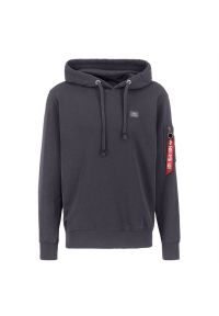 Bluza Alpha Industries Xfit Hoody 158321257 - szara. Typ kołnierza: kaptur. Kolor: szary. Materiał: bawełna, poliester. Wzór: aplikacja, nadruk. Styl: sportowy, klasyczny