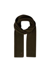 TOMMY HILFIGER - Tommy Hilfiger Szal Essential Flag Knitted Scarf AM0AM10365 Khaki. Kolor: brązowy. Materiał: materiał