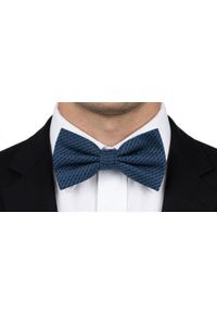 Mucha Męska z Poszetką - Chattier - Granatowa z Drobnym Wzorem. Kolor: niebieski. Styl: elegancki, sportowy #4