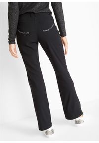 Spodnie BOOTCUT z bengaliny ze sztrasami bonprix czarny. Kolor: czarny. Materiał: materiał, poliester, elastan, wiskoza #7