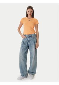 Hugo - HUGO T-Shirt Easy 50523924 Pomarańczowy Slim Fit. Kolor: pomarańczowy. Materiał: bawełna #3