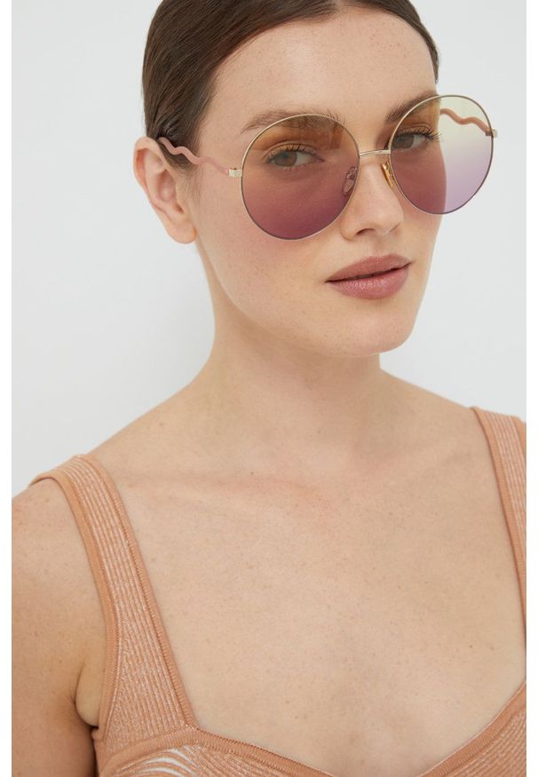 Chloe - Chloé okulary przeciwsłoneczne damskie kolor fioletowy. Kształt: okrągłe. Kolor: fioletowy
