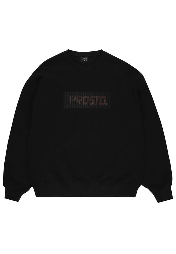 Bluza Prosto Crewneck Cameleo KL242MSWE1031 - czarna. Okazja: na co dzień, na spacer. Kolor: czarny. Materiał: materiał, bawełna, poliester, dresówka. Wzór: aplikacja. Styl: casual, klasyczny. Sport: turystyka piesza