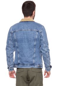 Wrangler - KURTKA JEANSOWA WRANGLER HAWKINS JACKET STONE BLUE W458ER255. Kolor: niebieski. Materiał: jeans #7