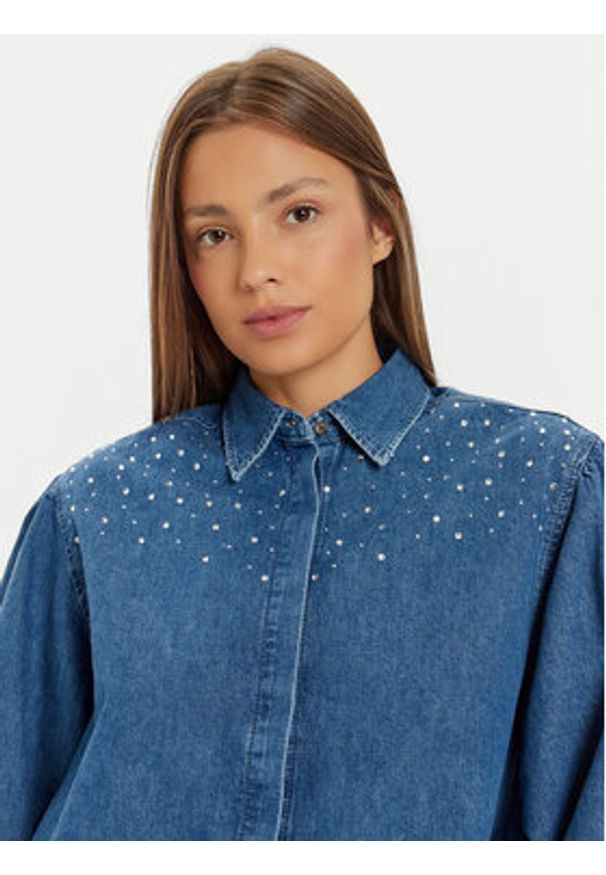 Pepe Jeans Koszula jeansowa Charlie PL304962 Niebieski Loose Fit. Kolor: niebieski. Materiał: bawełna