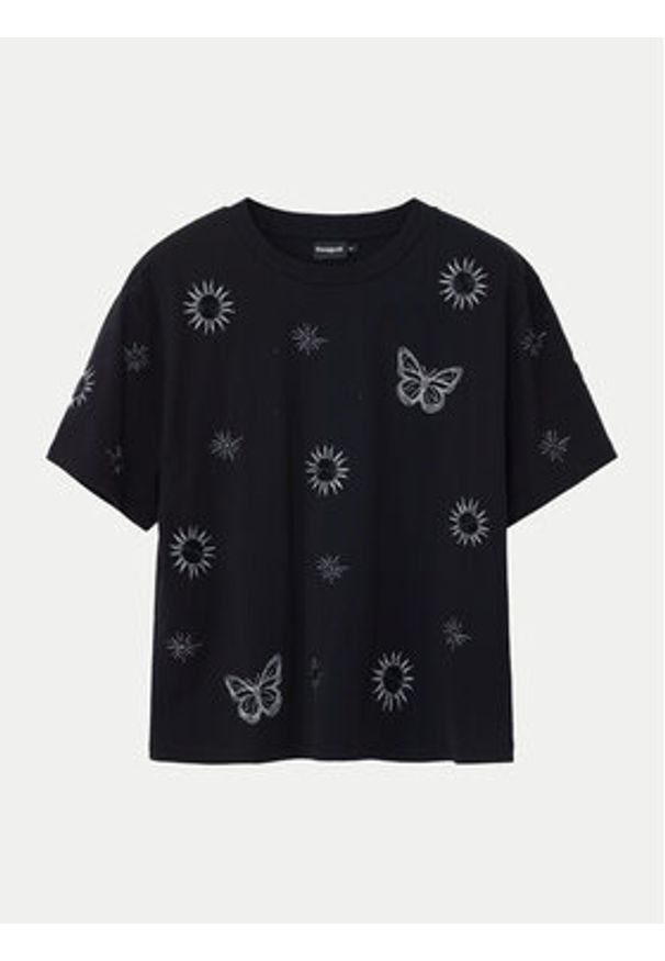 Desigual T-Shirt Tarot 24WWTK96 Czarny Regular Fit. Kolor: czarny. Materiał: bawełna