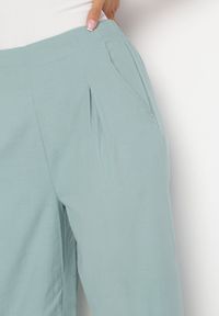 Born2be - Zielone Szerokie Spodnie Bawełniane Camprell. Kolor: zielony. Materiał: bawełna #3