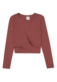 Champion - Crop Top Damski Z Okrągłym Dekoltem 117435 MS524. Kolor: brązowy