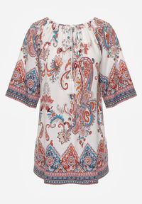 Born2be - Czerwona Wiskozowa Bluzka w Etniczny Wzór z Frędzlami w Stylu Boho Raimine. Okazja: do pracy, na co dzień. Kolor: czerwony. Materiał: wiskoza. Wzór: gładki. Styl: boho #7