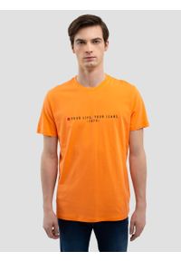 Big-Star - Koszulka męska z nadrukiem pomaraŅczowa Oliver 701. Okazja: na co dzień. Kolor: pomarańczowy. Materiał: jeans. Wzór: nadruk. Styl: casual, klasyczny #5