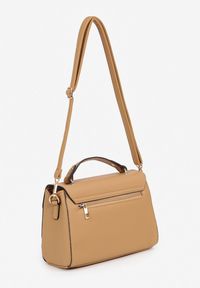 Born2be - Ciemnobeżowa Torebka Listonoszka z Klapą i Rączką Lanoviela. Kolor: beżowy. Styl: elegancki, casual